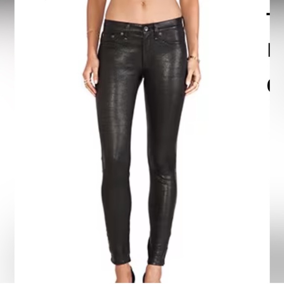 rag & bone The Leather Skinny Pants, Washed Black, 27 - Picture 13 of 13